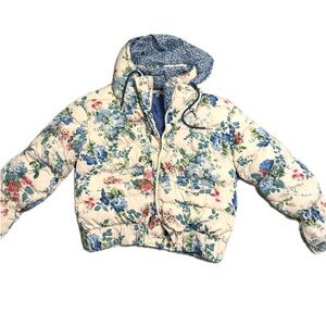 TCEC Floral Puffer Jacket - Blue and Cream